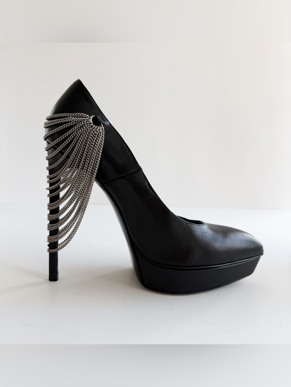 Saint Laurent YSL Janis Long Chain Platform Pumps EU 36 Drapatic Draped Fringe